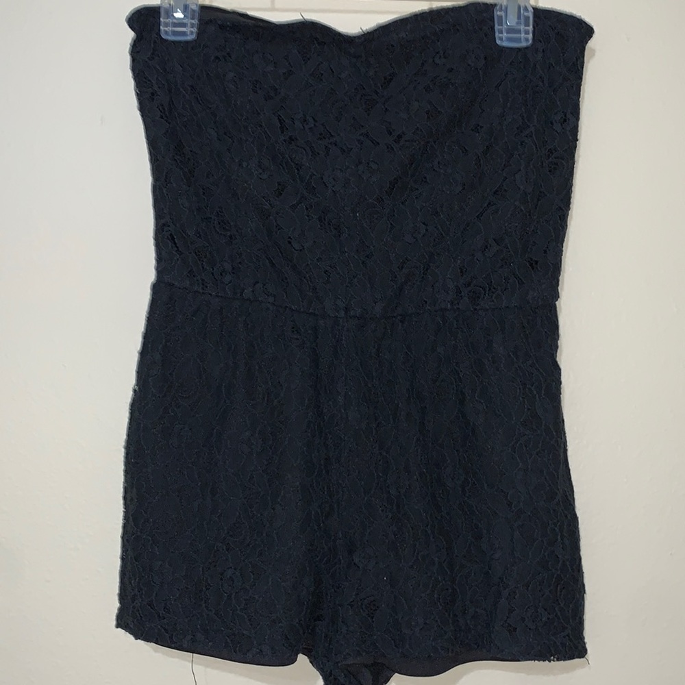 Black strapless romper